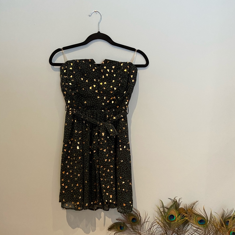 Mystic Dark Green and Gold Sweetheart Dress, S